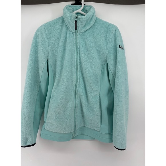 Helly Hansen Fleece Jacket Women's Full Zip Size M Medium Aqua Blue HH Logo - Picture 1 of 4